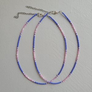 Purple handmade beaded choker necklace